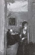 Adolph von Menzel Living room and sister of the artist oil painting reproduction